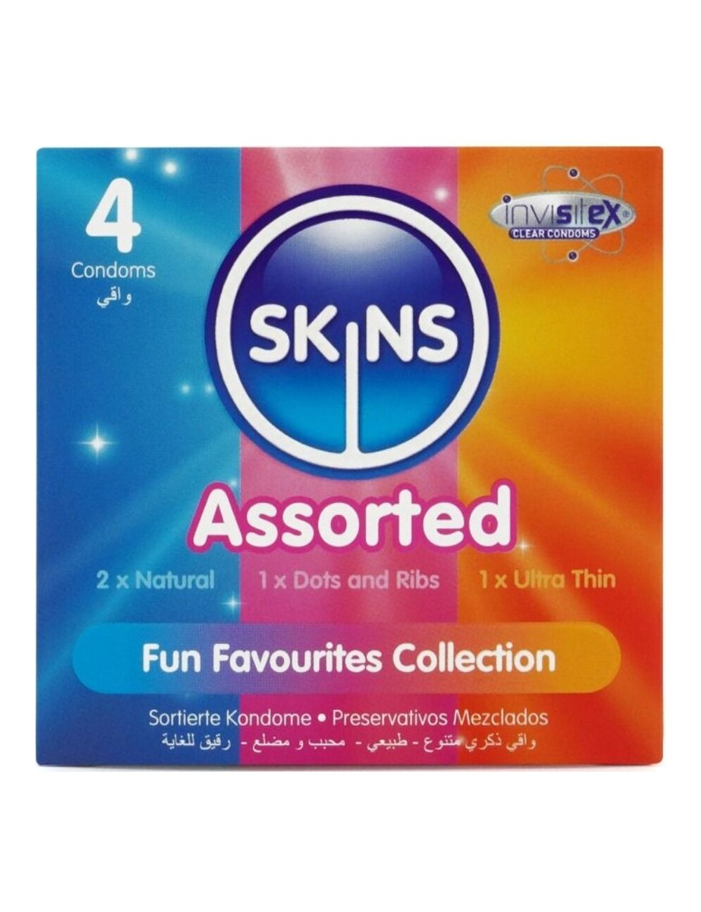 SKINS - ASSORTED PREMIUM CONDOMS PACK 4 SKINS - ASSORTED PREMIUM CONDOMS PACK 4