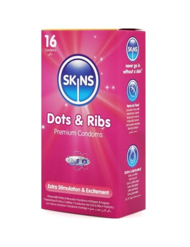 SKINS - DOTS & RIBS PREMIUM CONDOMS PACK 16