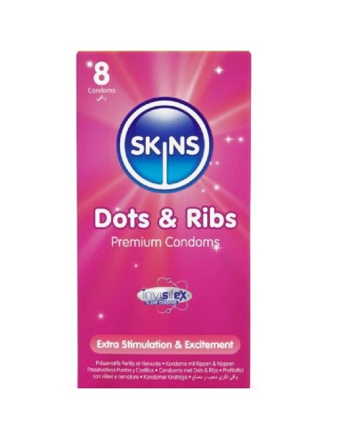 SKINS - DOTS & RIBS PREMIUM CONDOMS PACK 8