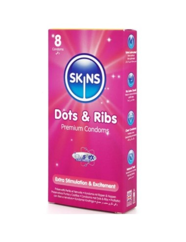 SKINS - DOTS & RIBS PREMIUM CONDOMS PACK 8
