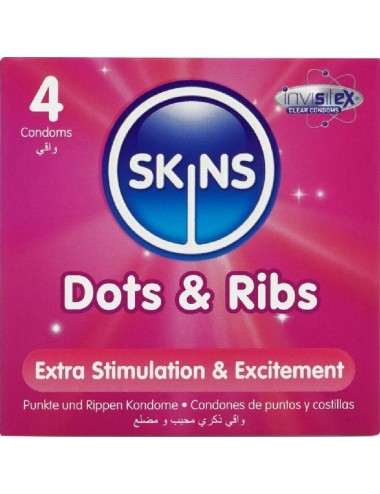SKINS - DOTS & RIBS PREMIUM CONDOMS PACK 4