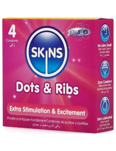 SKINS - DOTS & RIBS PREMIUM CONDOMS PACK 4