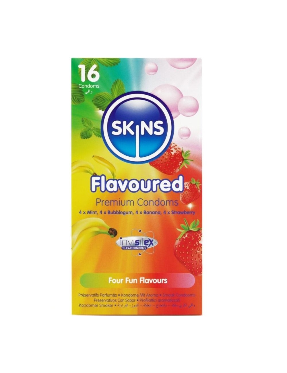 SKINS - MULTI FLAVORS PREMIUM CONDOMS PACK 16 SKINS - MULTI FLAVORS PREMIUM CONDOMS PACK 16