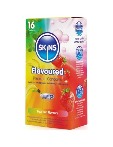 SKINS - MULTI FLAVORS PREMIUM CONDOMS PACK 16