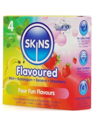SKINS - MULTI FLAVORS PREMIUM CONDOMS PACK 4