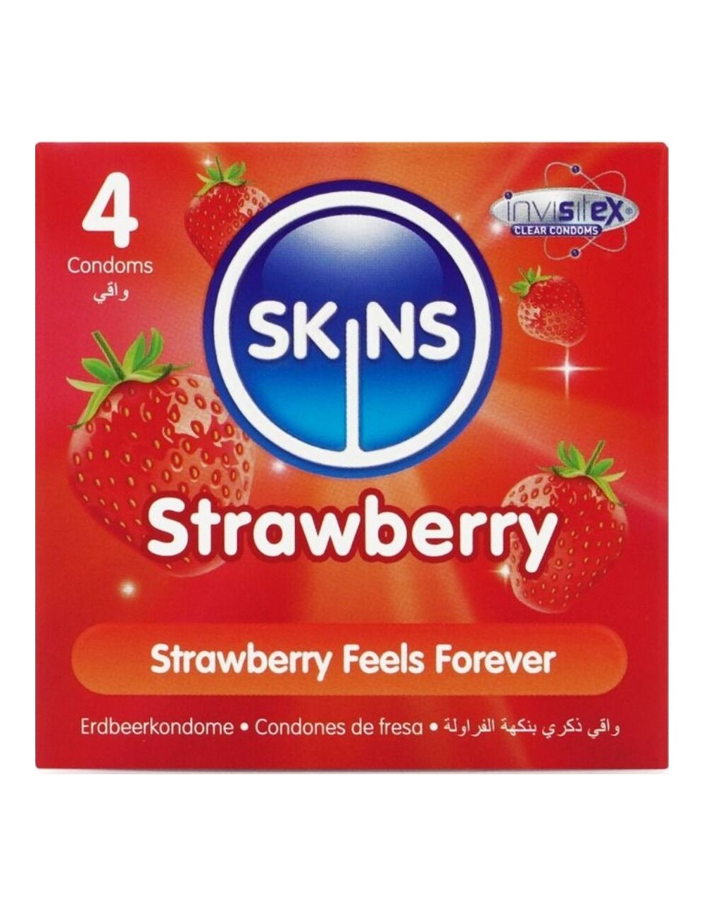 SKINS - STRAWBERRY PREMIUM CONDOMS PACK 4 SKINS - STRAWBERRY PREMIUM CONDOMS PACK 4