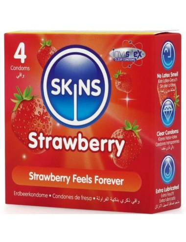 SKINS - STRAWBERRY PREMIUM CONDOMS PACK 4