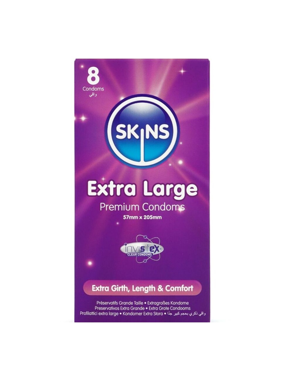 SKINS - EXTRA LARGE PREMIUM CONDOMS PACK 8