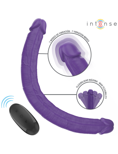 INTENSE - GUNTER DILDO DOUBLE VIBRATOR 40 CM PURPLE REMOTE CONTROL