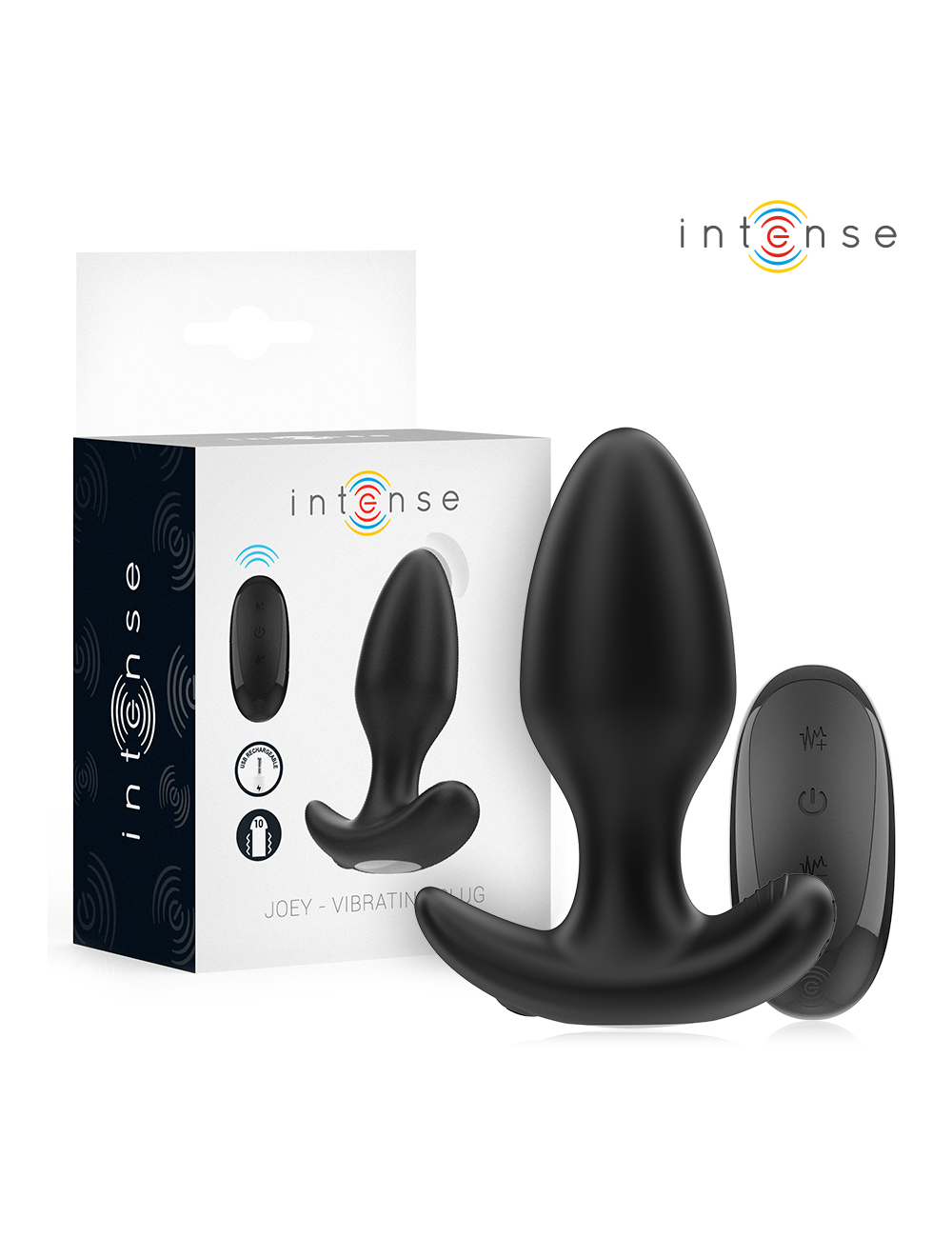 INTENSE - JOEY ANAL PLUG 10 VIBRATIONS BLACK REMOTE CONTROL