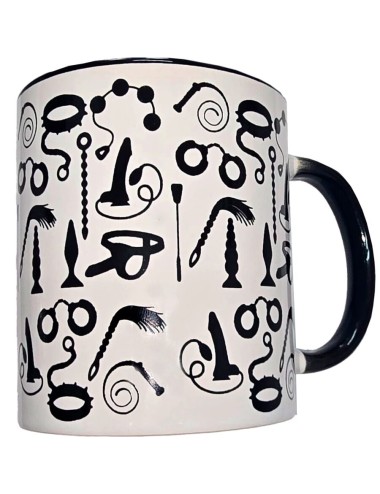 DIABLO PICANTE - WHITE BONDAGE MUG WITH BLACK HANDLE 370 ML