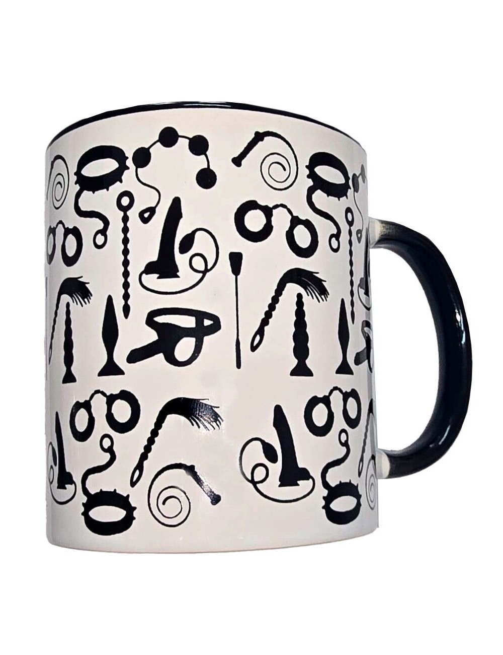 DIABLO PICANTE - WHITE BONDAGE MUG WITH BLACK HANDLE 370 ML