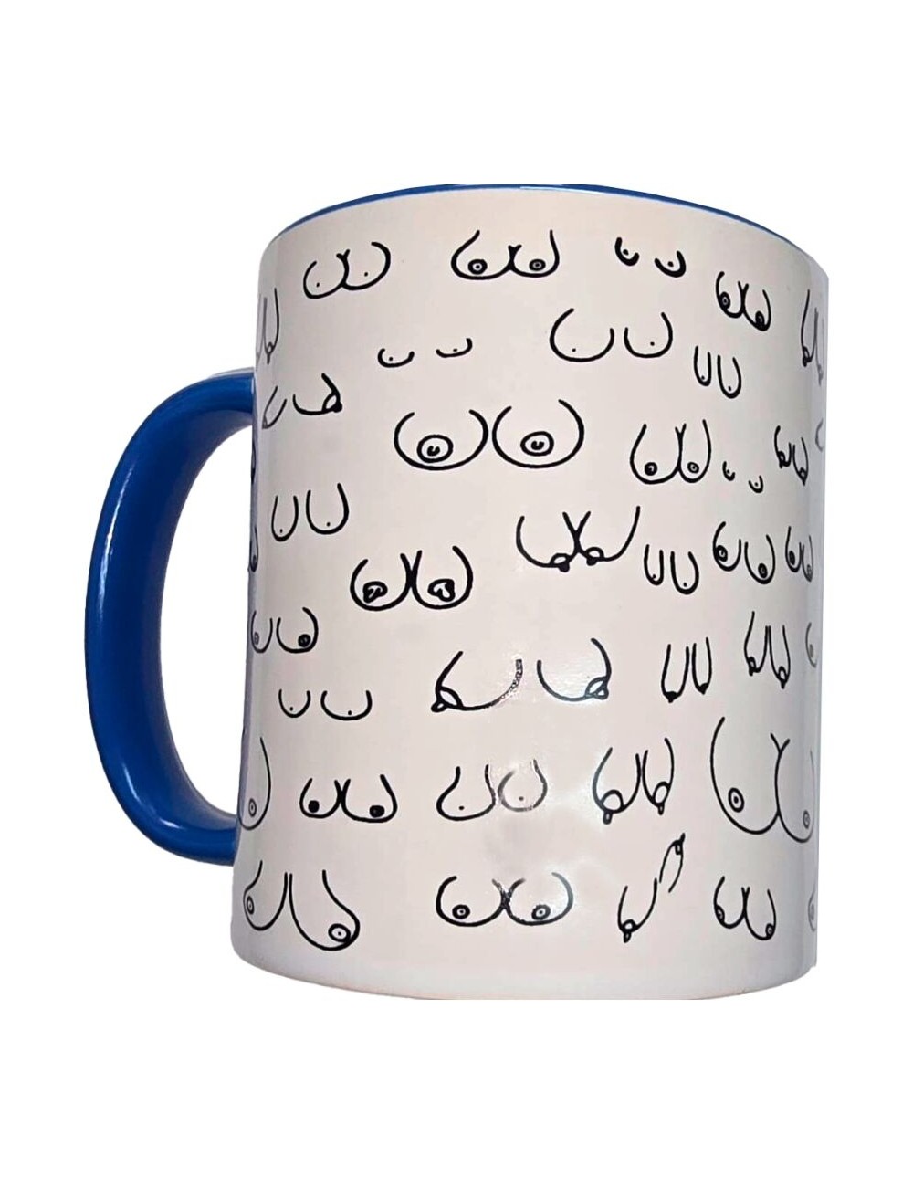 DIABLO PICANTE - WHITE BOOBS MUG WITH BLUE HANDLE 370 ML