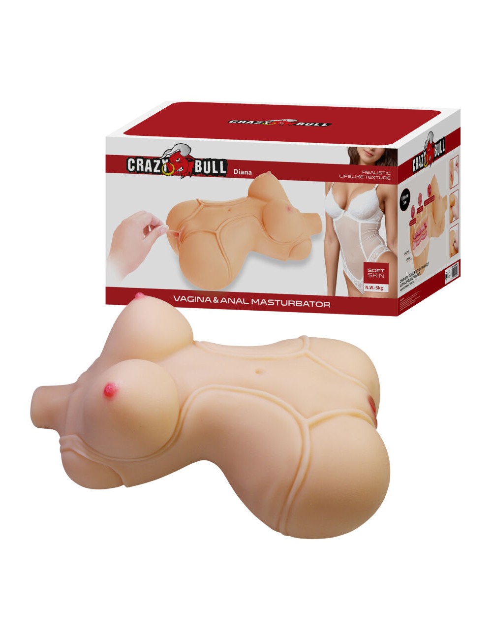 CRAZY BULL - DIANA REALISTIC FEMALE TORSO VAGINA AND ANAL 5 KG