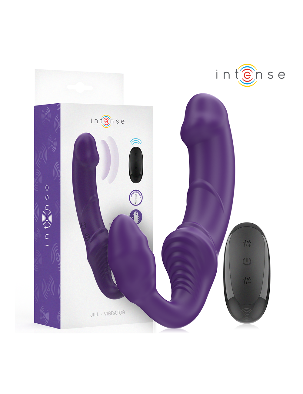 INTENSE - JILL DOUBLE VIBRATOR 20 CM PURPLE REMOTE CONTROL