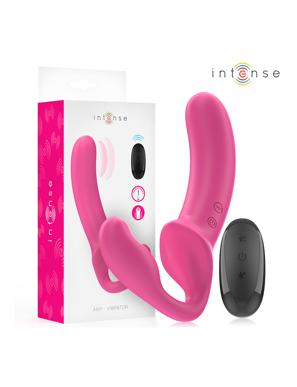 INTENSE - AMY DOUBLE VIBRATOR 20 CM PINK REMOTE CONTROL