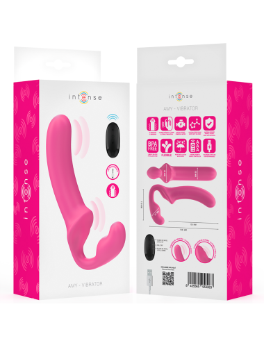 INTENSE - AMY DOUBLE VIBRATOR 20 CM PINK REMOTE CONTROL