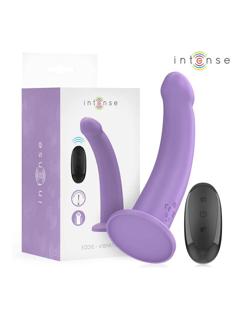 INTENSE - EDDIE VIBRATOR 17.5 CM 10 VIBRATIONS PURPLE REMOTE CONTROL