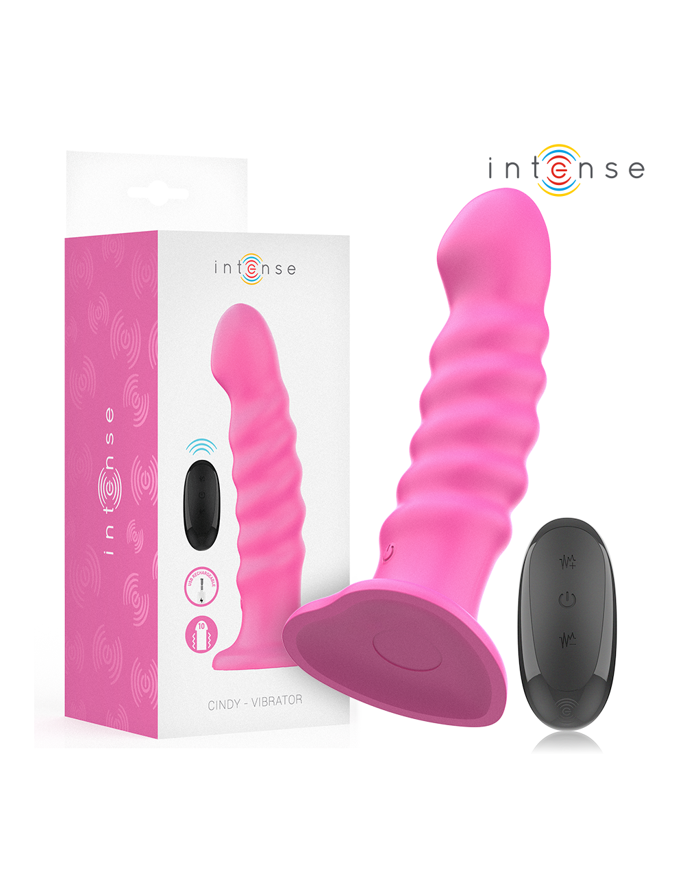 INTENSE - CINDY VIBRATOR SIZE L SPIRAL DESIGN 10 VIBRATIONS PINK REMOTE CONTROL