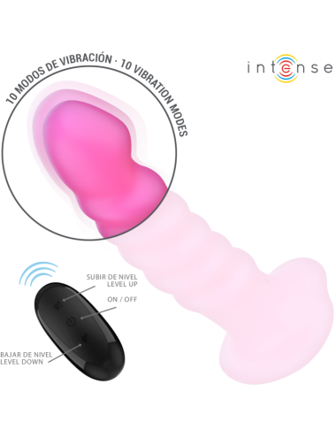INTENSE - CINDY VIBRATOR SIZE L SPIRAL DESIGN 10 VIBRATIONS PINK REMOTE CONTROL