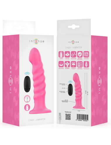 INTENSE - CINDY VIBRATOR SIZE L SPIRAL DESIGN 10 VIBRATIONS PINK REMOTE CONTROL
