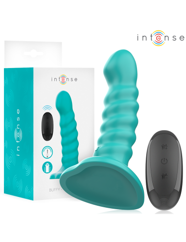 INTENSE - BUFFY VIBRATOR SIZE S SPIRAL DESIGN 10 VIBRATIONS BLUE REMOTE CONTROL