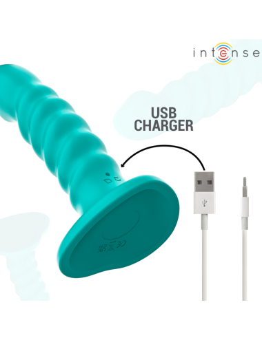 INTENSE - BUFFY VIBRATOR SIZE S SPIRAL DESIGN 10 VIBRATIONS BLUE REMOTE CONTROL