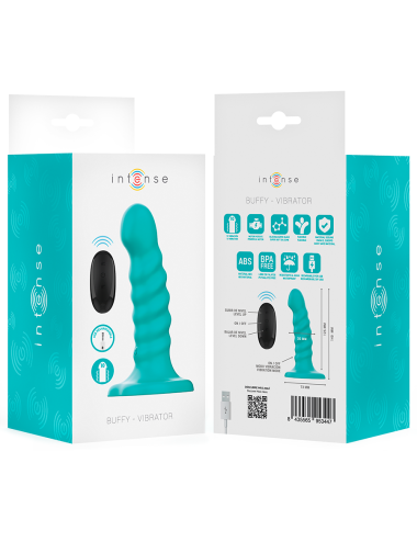 INTENSE - BUFFY VIBRATOR SIZE S SPIRAL DESIGN 10 VIBRATIONS BLUE REMOTE CONTROL