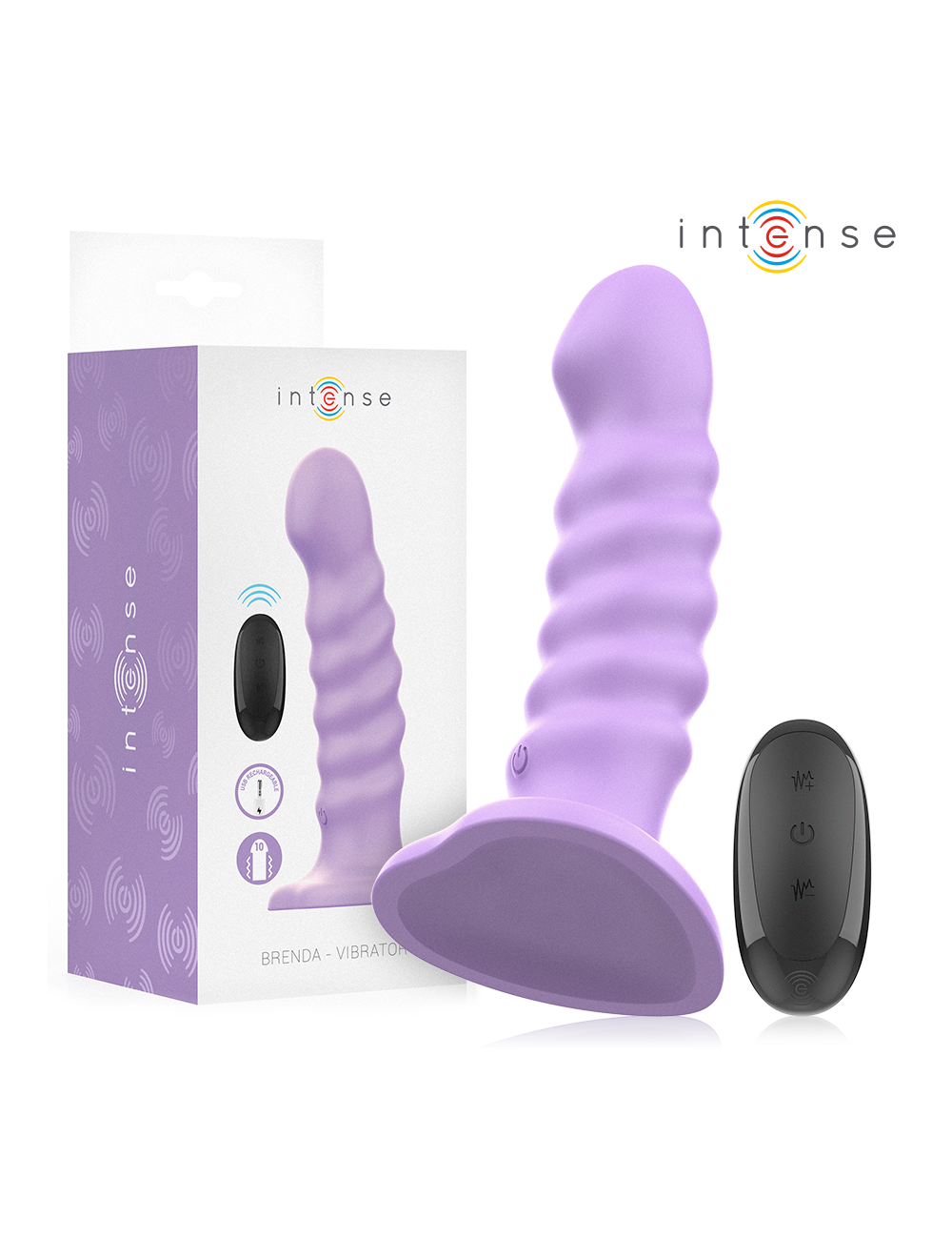 INTENSE - BRENDA VIBRATOR SIZE M SPIRAL DESIGN 10 VIBRATIONS PURPLE REMOTE CONTROL