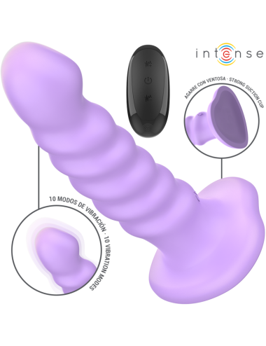 INTENSE - BRENDA VIBRATOR SIZE M SPIRAL DESIGN 10 VIBRATIONS PURPLE REMOTE CONTROL