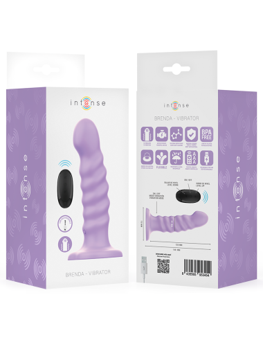 INTENSE - BRENDA VIBRATOR SIZE M SPIRAL DESIGN 10 VIBRATIONS PURPLE REMOTE CONTROL