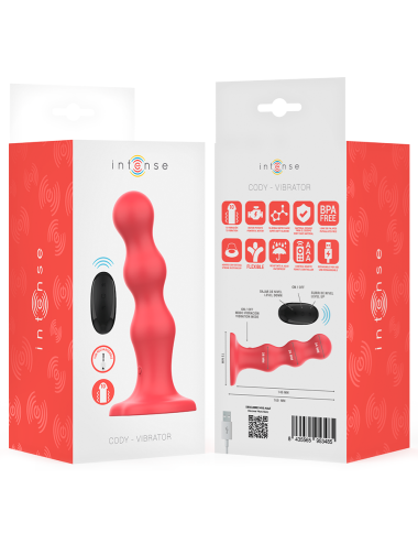 INTENSE - CODY VIBRATOR WITH SUCTION CUP RED REMOTE CONTROL