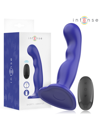 INTENSE - SHORTY VIBRATOR WITH SUCTION CUP BLUE REMOTE CONTROL