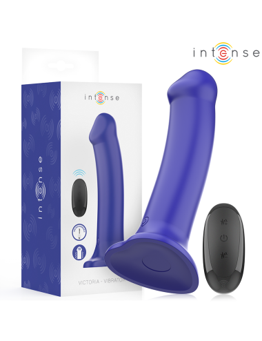 INTENSE - VICTORIA VIBRATOR WITH SUCTION CUP 10 VIBRATIONS DARK BLUE REMOTE CONTROL