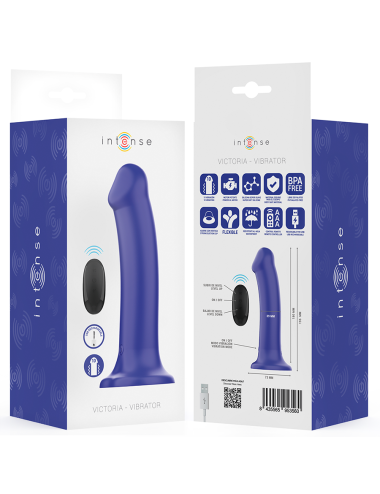 INTENSE - VICTORIA VIBRATOR WITH SUCTION CUP 10 VIBRATIONS DARK BLUE REMOTE CONTROL