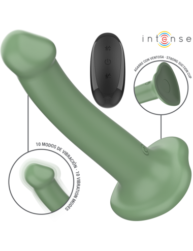 INTENSE - BECCA VIBRATOR WITH SUCTION CUP 10 VIBRATIONS GREEN REMOTE CONTROL