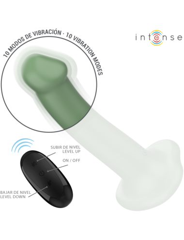 INTENSE - BECCA VIBRATOR WITH SUCTION CUP 10 VIBRATIONS GREEN REMOTE CONTROL