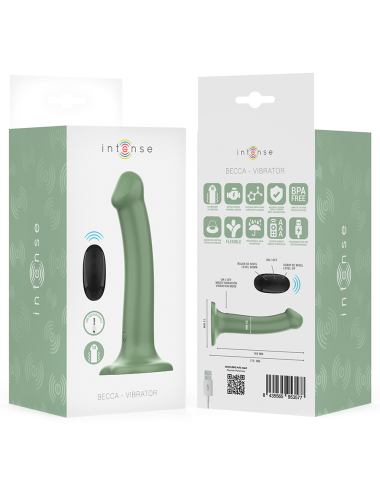 INTENSE - BECCA VIBRATOR WITH SUCTION CUP 10 VIBRATIONS GREEN REMOTE CONTROL