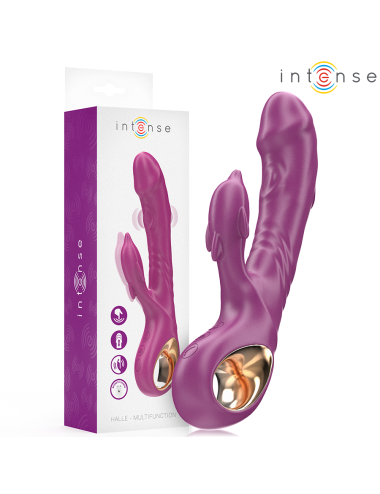 INTENSE - HALLE MULTIFUNCTION VIBRATOR WITH DOLPHIN STIMULATING TONGUE PURPLE