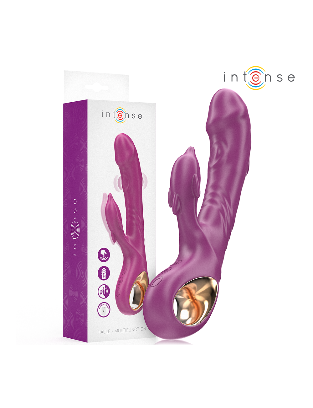 INTENSE - HALLE MULTIFUNCTION VIBRATOR WITH DOLPHIN STIMULATING TONGUE PURPLE