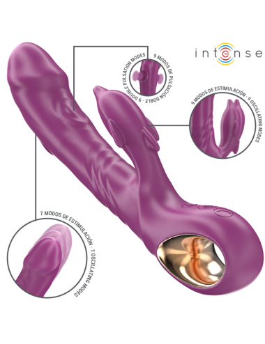 INTENSE - HALLE MULTIFUNCTION VIBRATOR WITH DOLPHIN STIMULATING TONGUE PURPLE