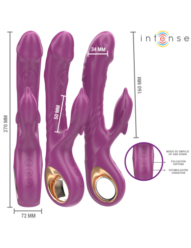 INTENSE - HALLE MULTIFUNCTION VIBRATOR WITH DOLPHIN STIMULATING TONGUE PURPLE