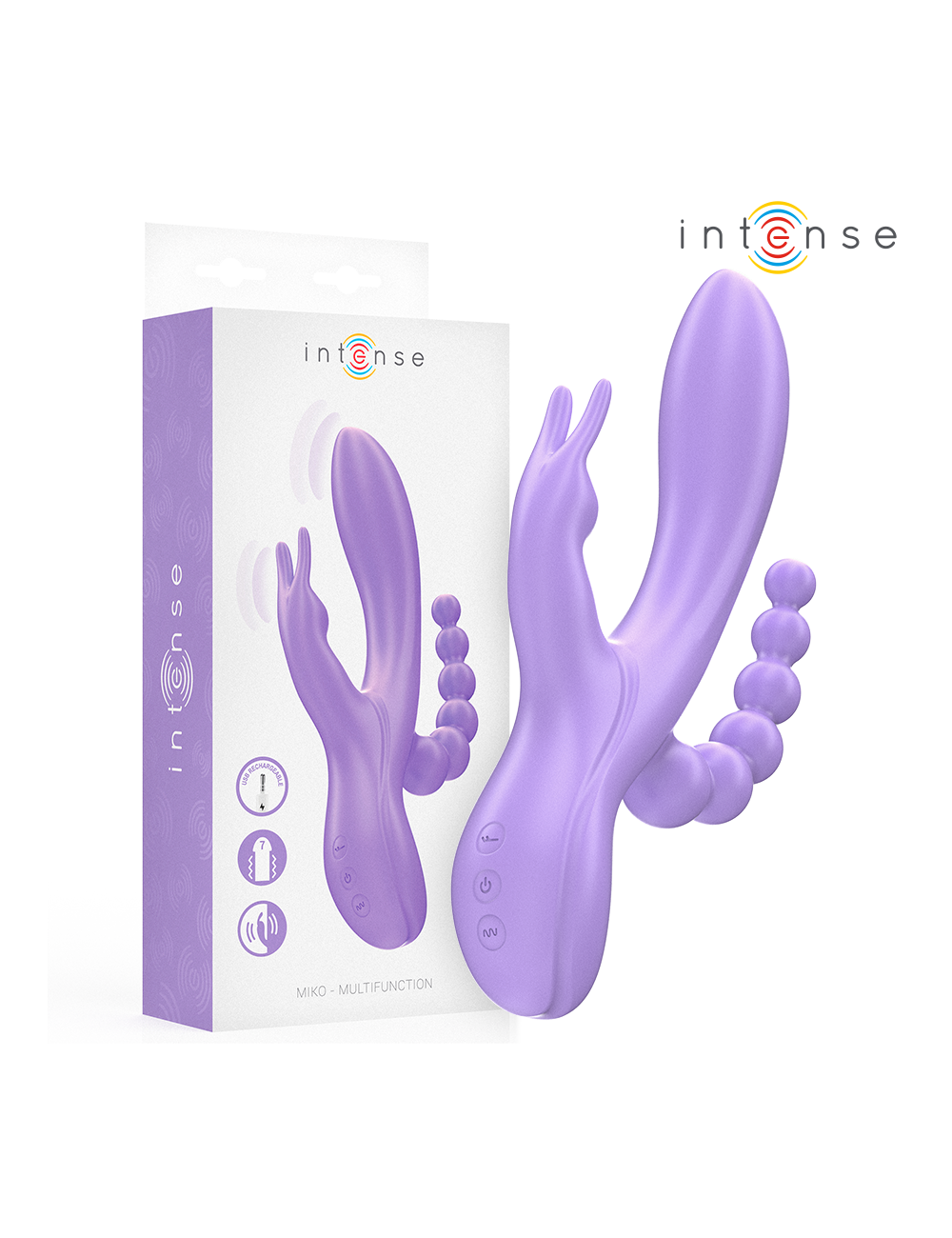 INTENSE - MIKO TRIPLE VIBRATOR RABBIT & STIMULATOR & ANAL 7 VIBRATIONS PURPLE