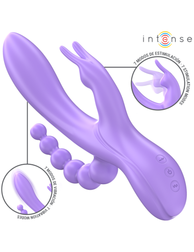 INTENSE - MIKO TRIPLE VIBRATOR RABBIT & STIMULATOR & ANAL 7 VIBRATIONS PURPLE