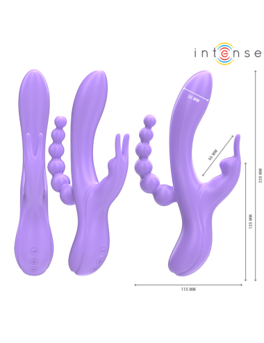 INTENSE - MIKO TRIPLE VIBRATOR RABBIT & STIMULATOR & ANAL 7 VIBRATIONS PURPLE