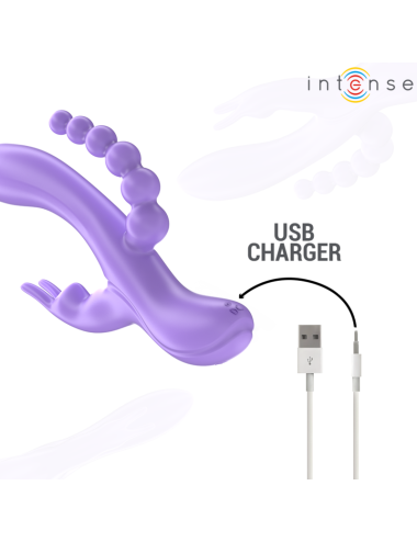 INTENSE - MIKO TRIPLE VIBRATOR RABBIT & STIMULATOR & ANAL 7 VIBRATIONS PURPLE