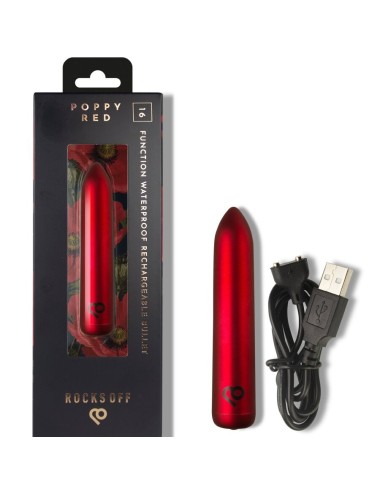 ROCKS-OFF - RECHARGEABLE VIBRATING BULLET POPPY RED