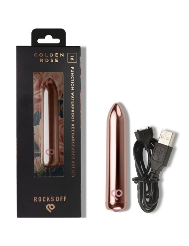 ROCKS-OFF - RECHARGEABLE VIBRATING BULLET GOLDEN ROSE