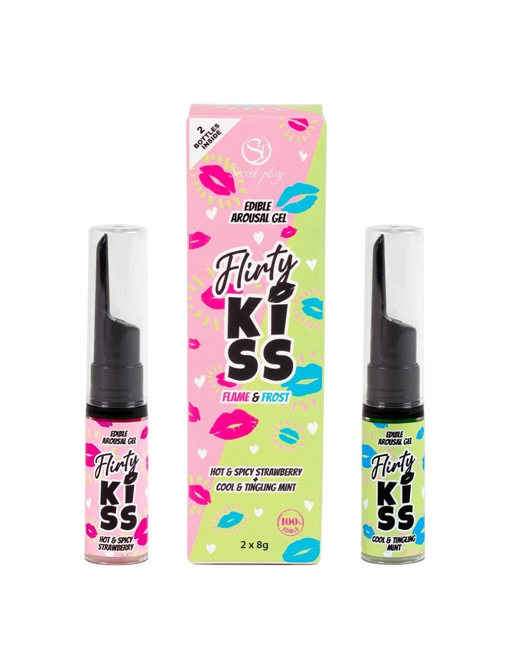 SECRETPLAY - FLIRTY KISS GELS WITH ORAL SEX EFFECTS STRAWBERRY & MINT 2 x 8 GR