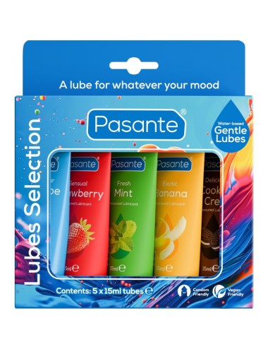 PASANTE - PACK ASSORTED FLAVOR LUBRICANTS 5 UNITS X 15 ML